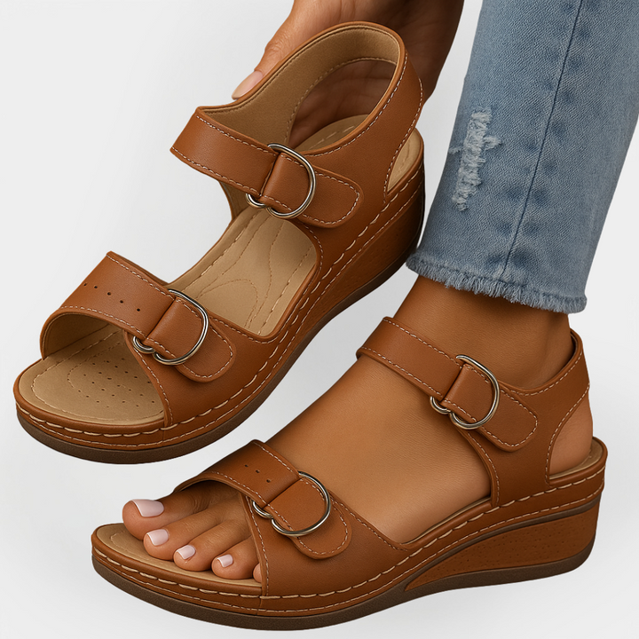 Orthopedic Leather Sandals with Heel Liora Lane Boutique