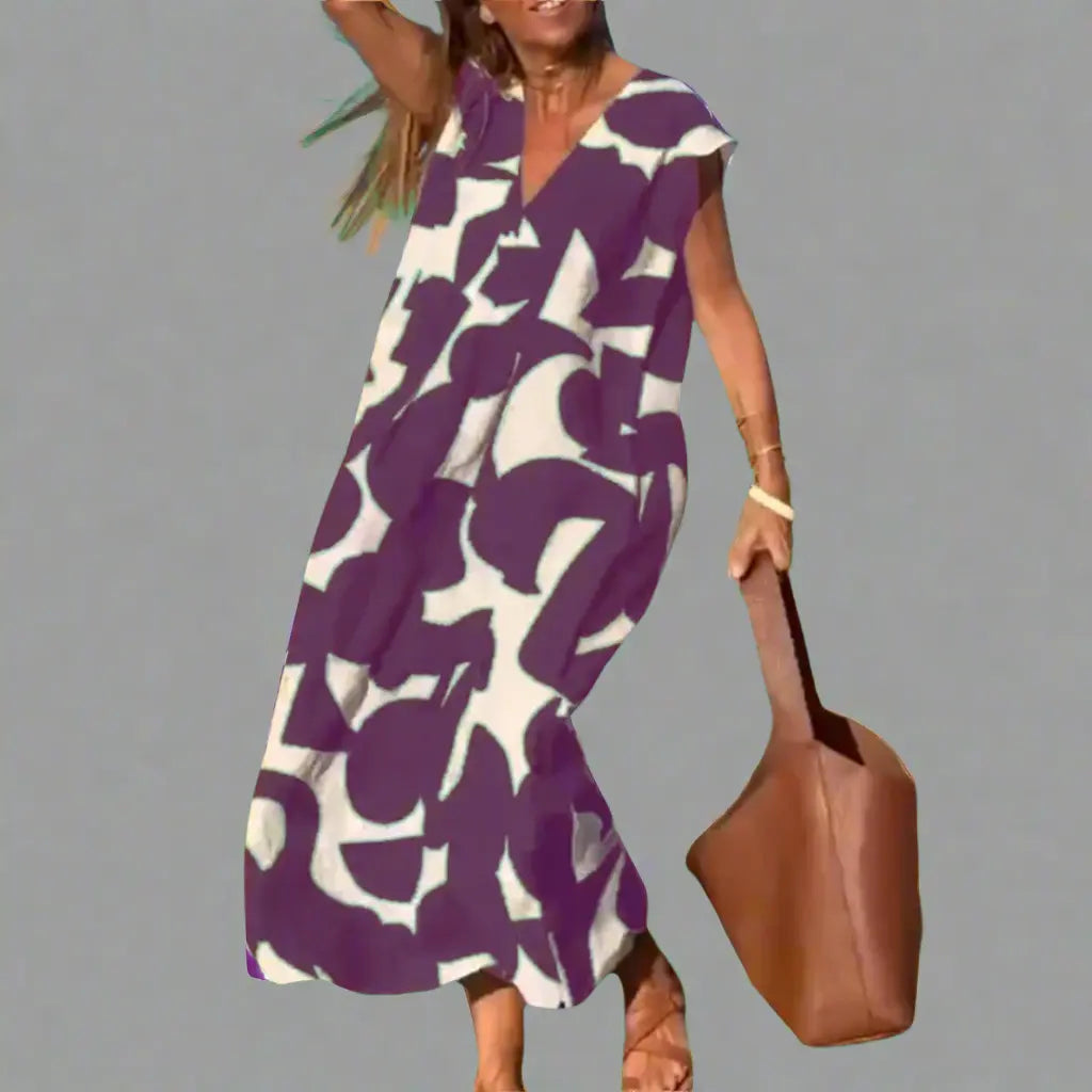 V-Neck Dress with Fabric Print Jasmine's Boutique Australia