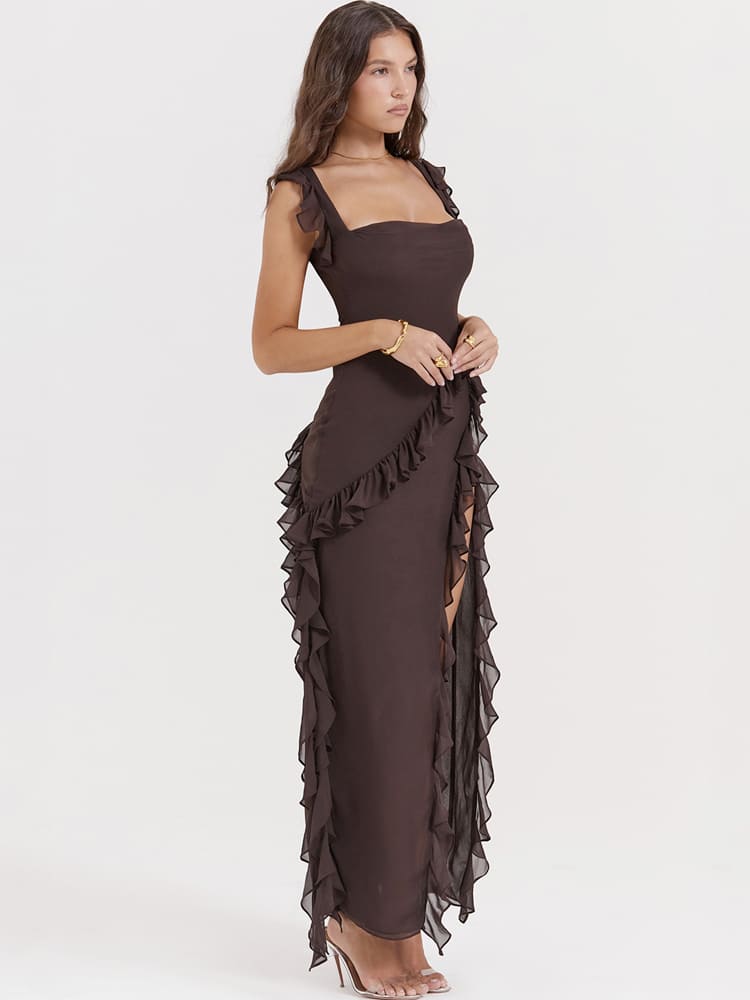 Calvera™ | Coffee Long Slip Dress Jasmine's Boutique Australia