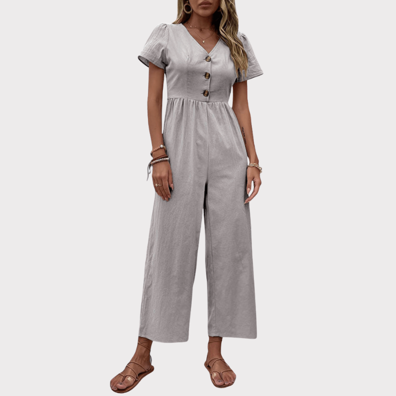 Camila Button-Front Jumpsuit Liora Lane Boutique