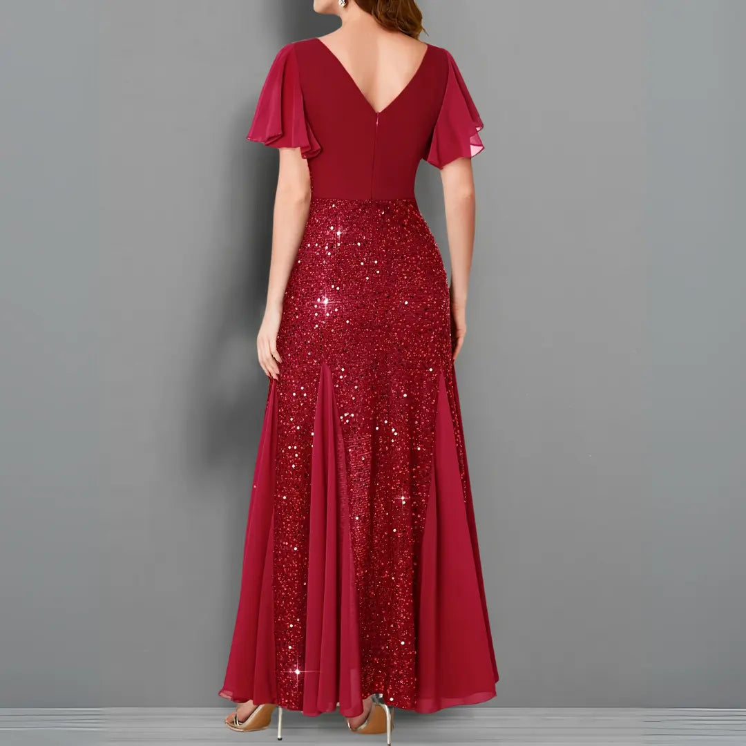 Scarlet Elegance Sequin Evening Gown Jasmine's Boutique Australia