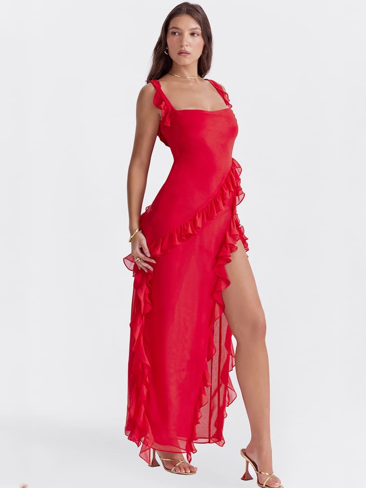 Red Ruffled Slip Dress Jasmine's Boutique Australia