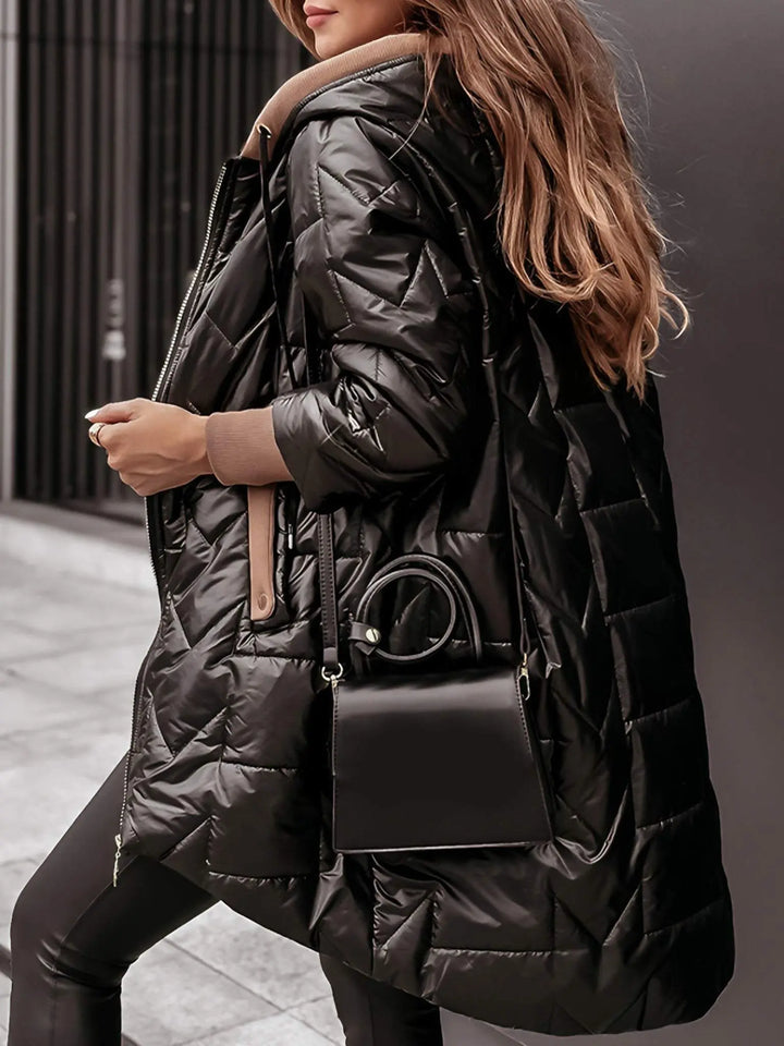 Champagne Shine Quilted Hooded Coat Jasmine's Boutique Australia