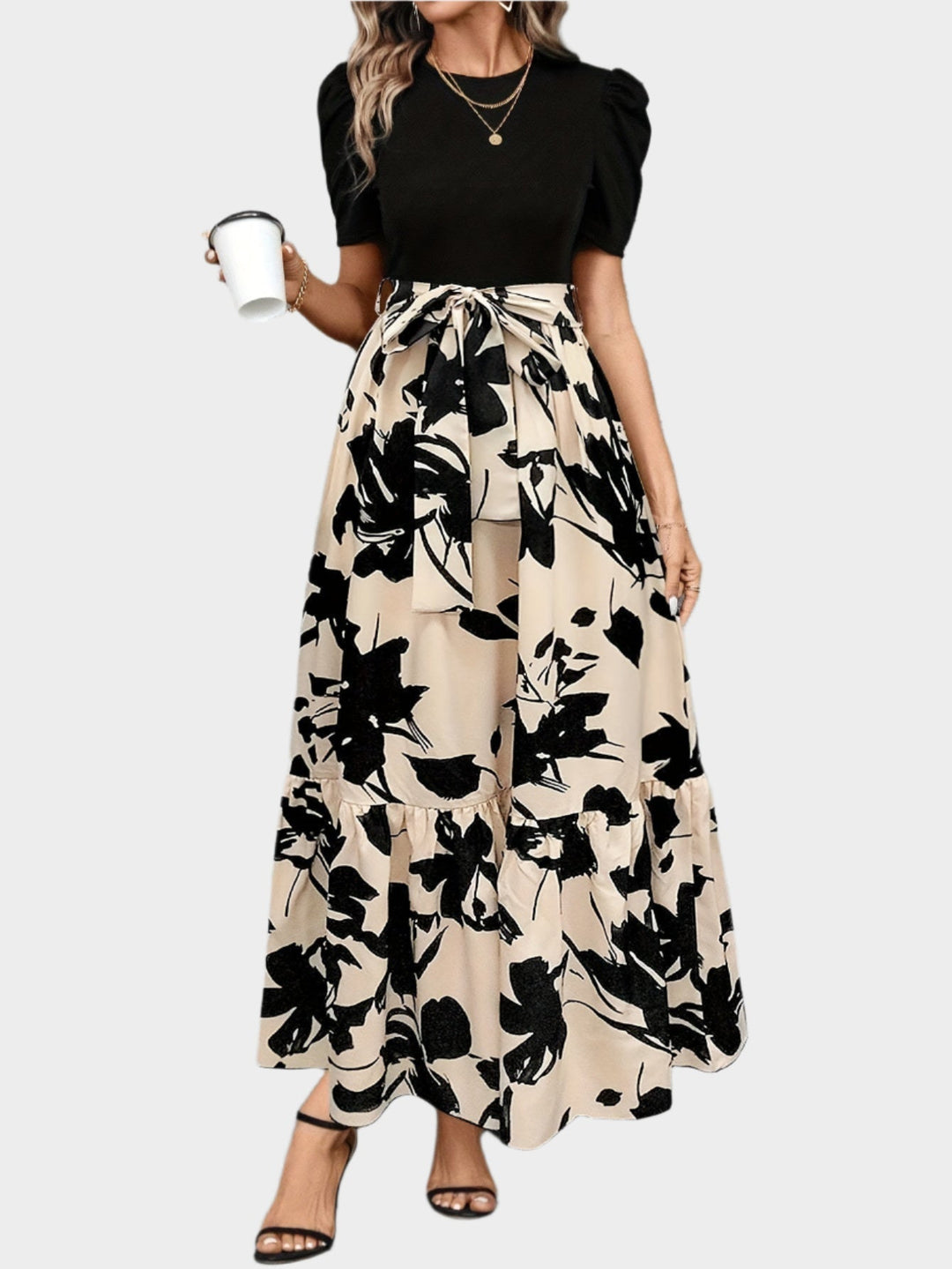 Floral Dress with High Waist and Striped Patterns Jasmine's Boutique Australia