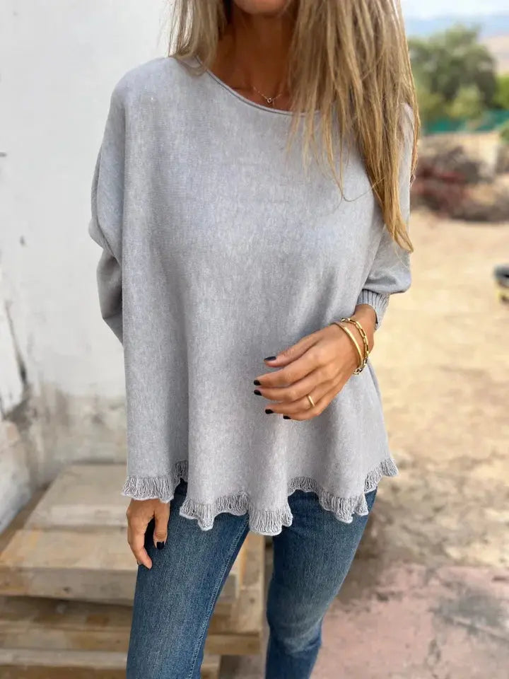 Soft Elegance Fringe Hem Knit Top Jasmine's Boutique Australia