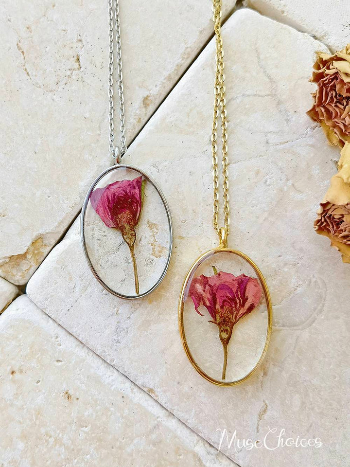 Flower necklace made of pressed resin - Colorful flower mix set Jasmine's Boutique Australia