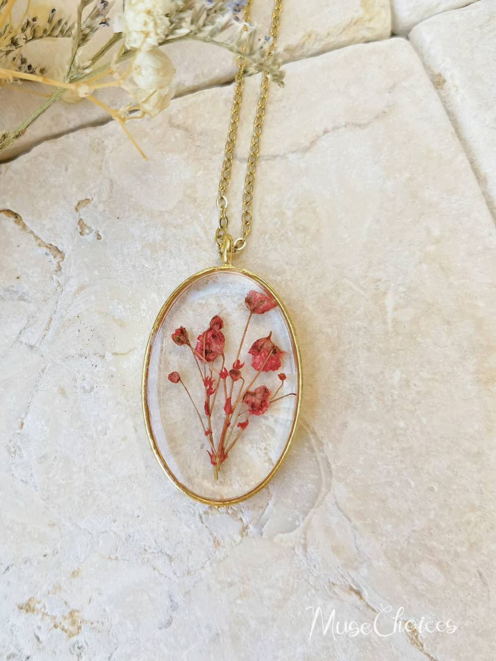 Flower necklace made of pressed resin - Colorful flower mix set Jasmine's Boutique Australia