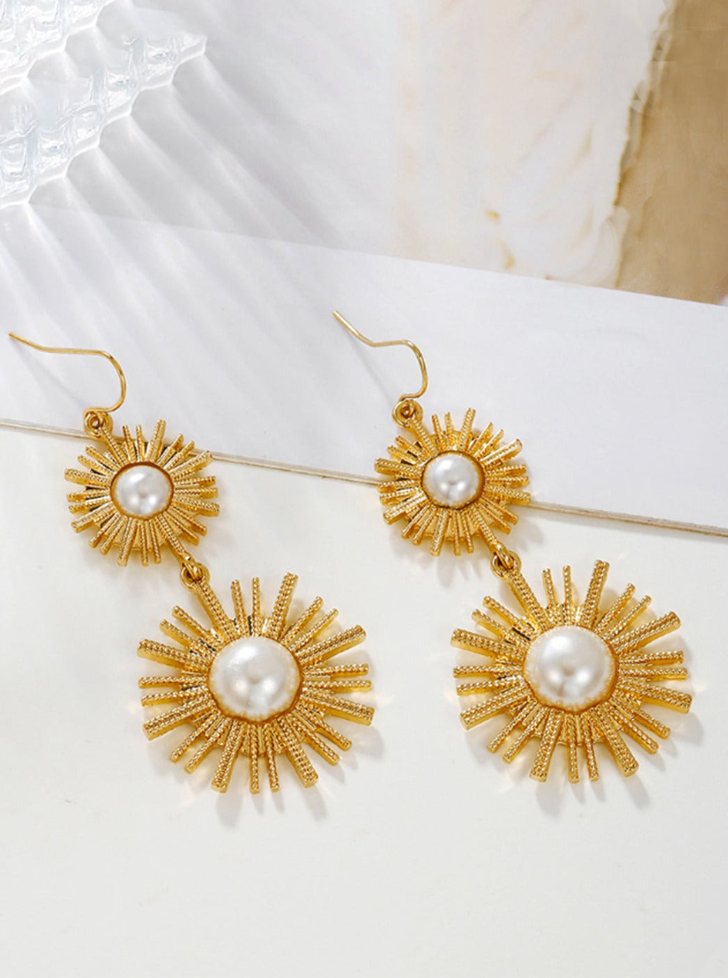 Sunburst Pearl Drop Earrings Jasmine's Boutique Australia