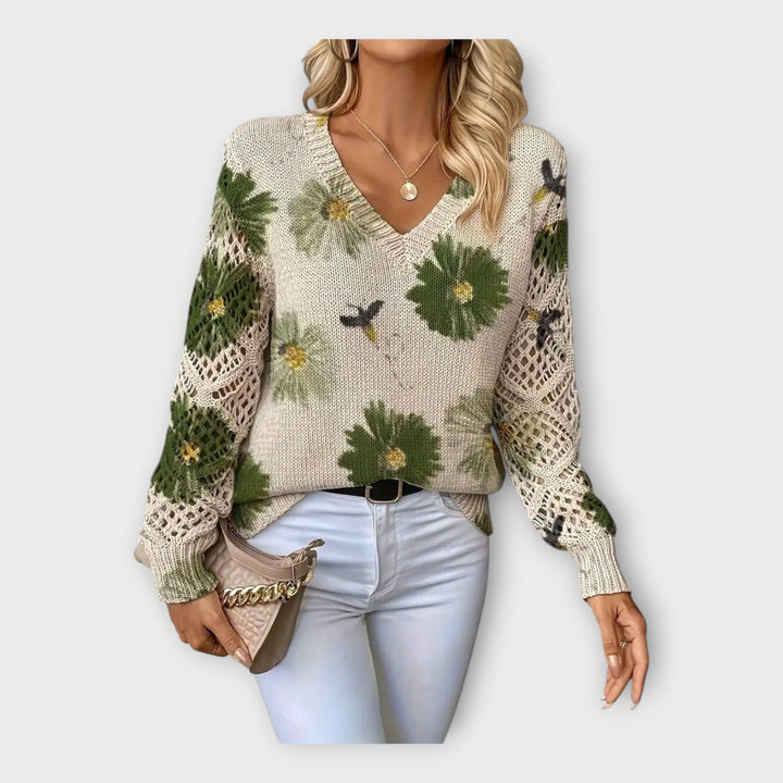 Knitted Blouse with Lace Details Liora Lane Boutique
