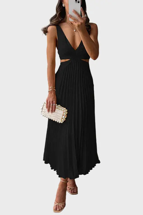 Sunshine Pleated Cut-Out Midi Dress Jasmine's Boutique Australia