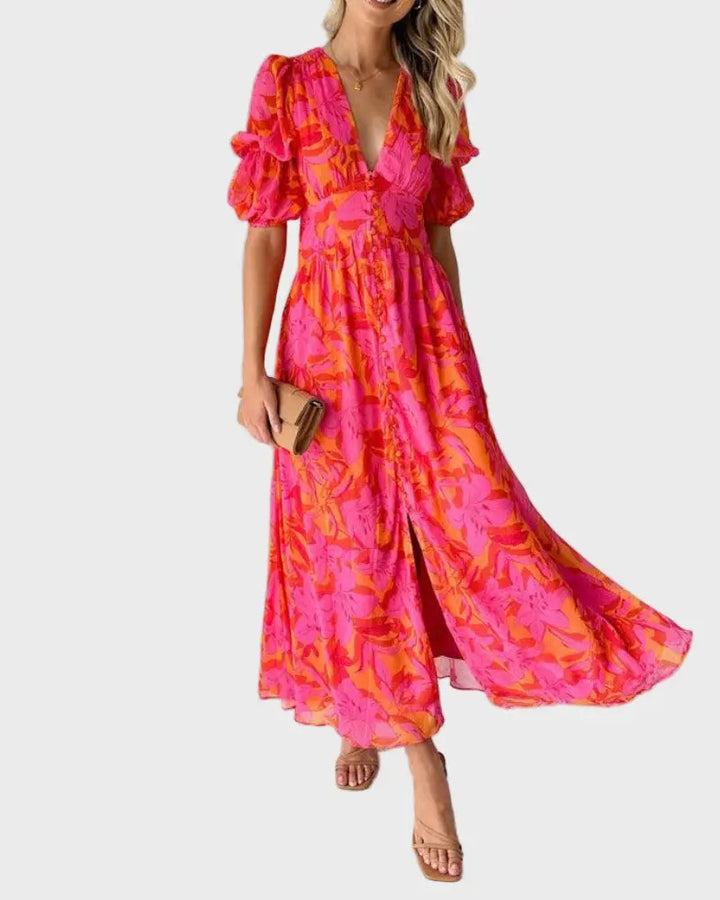 Vibrant Pink & Orange Floral Maxi Dress Jasmine's Boutique Australia