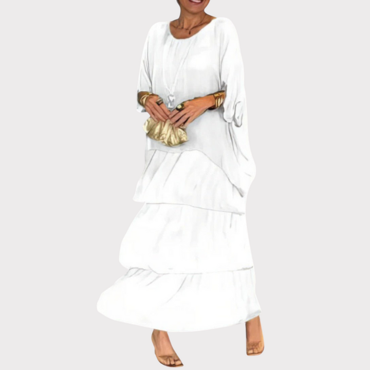 Caroline | Tiered Batwing Maxi Dress Liora Lane Boutique