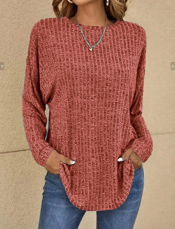 Casual Waffle Knit Long Sleeve Top Jasmine's Boutique Australia