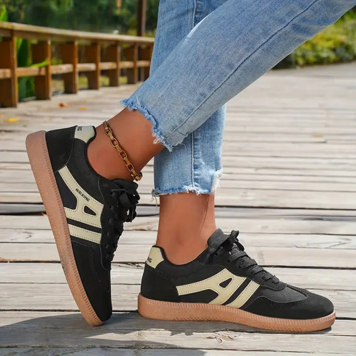 White & Pink Retro Lace-Up Sneakers Jasmine's Boutique Australia