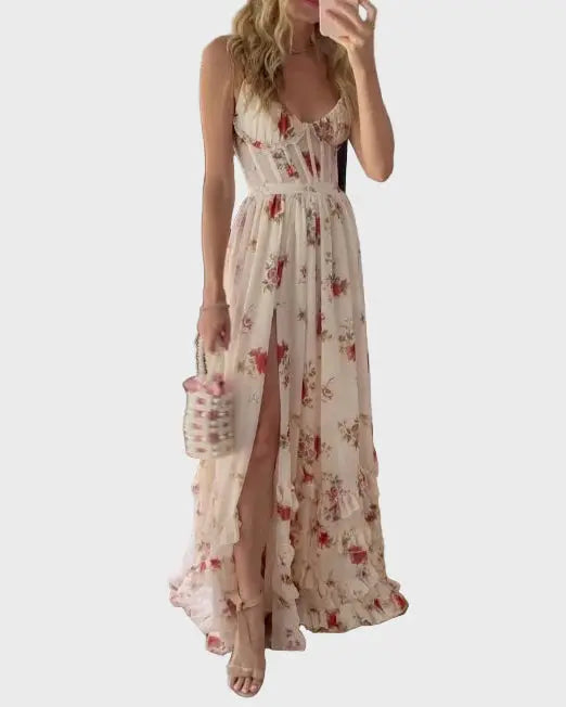 Romantic Floral Slit Maxi Dress Jasmine's Boutique Australia