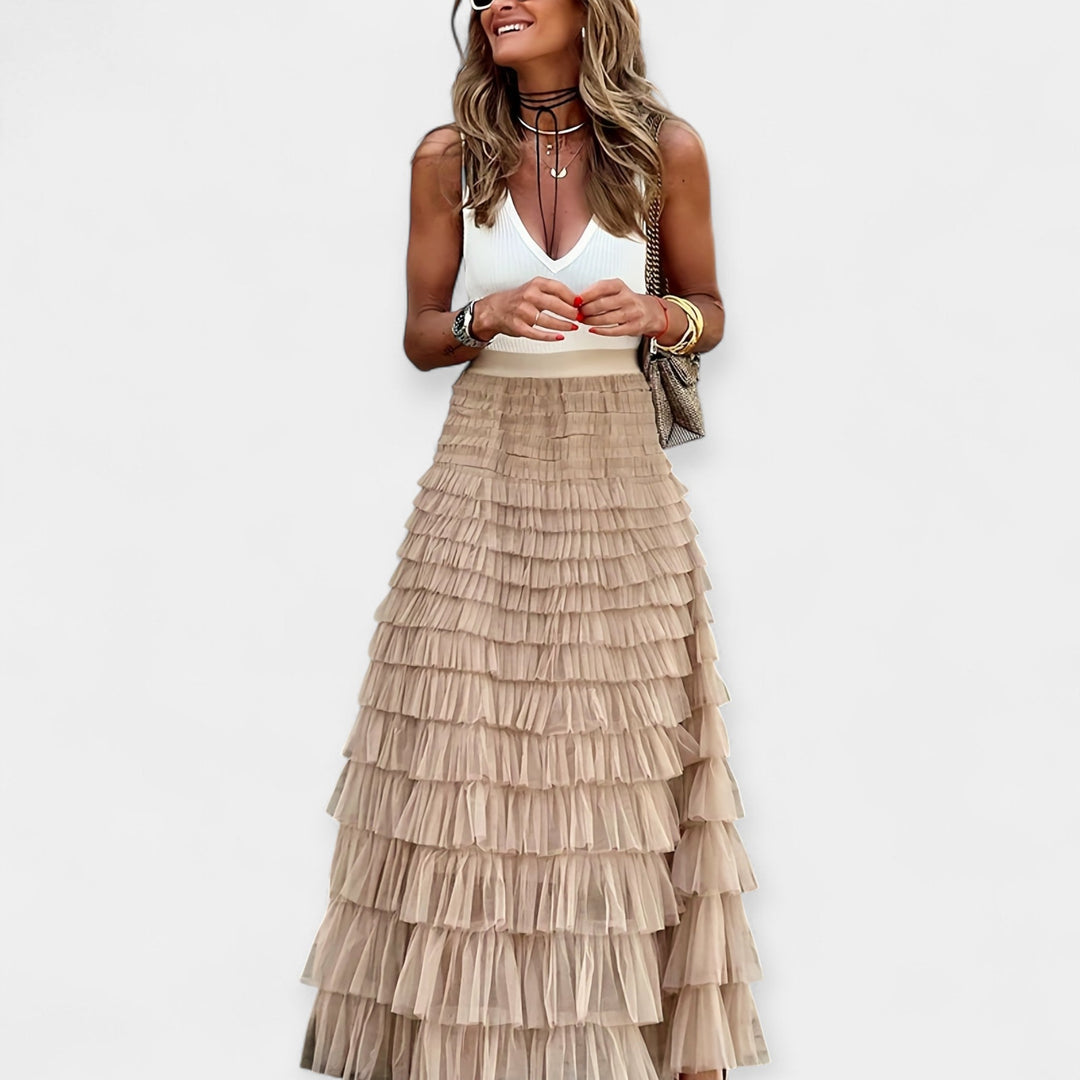 Boho Skirt with Mesh Satin Hem Jasmine's Boutique Australia