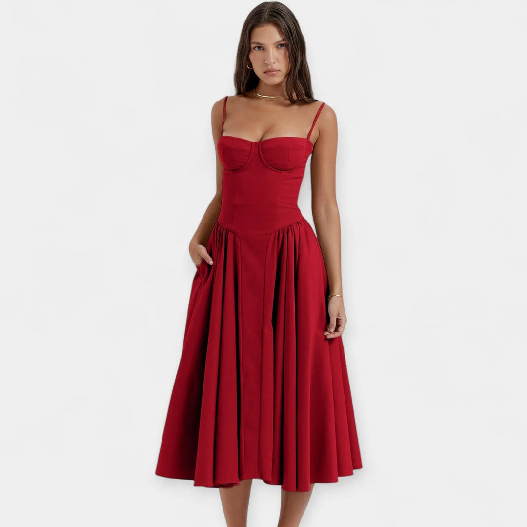 Retro Midi Dress with Thin Straps Jasmine's Boutique Australia