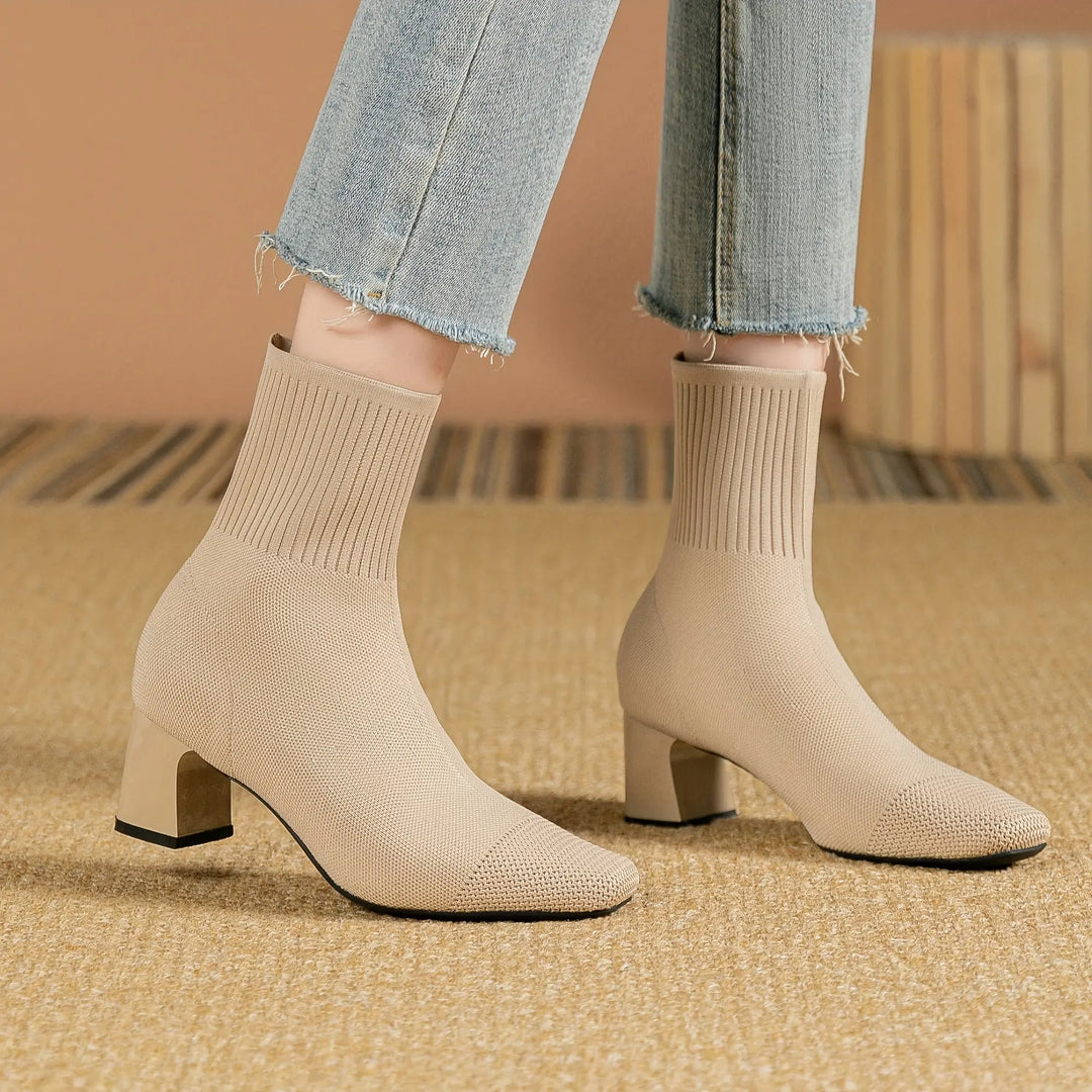 Midnight Knit Block Heel Boots Jasmine's Boutique Australia