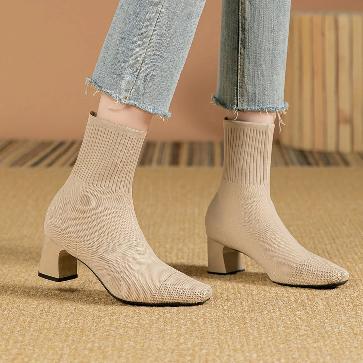 Midnight Knit Block Heel Boots Jasmine's Boutique Australia