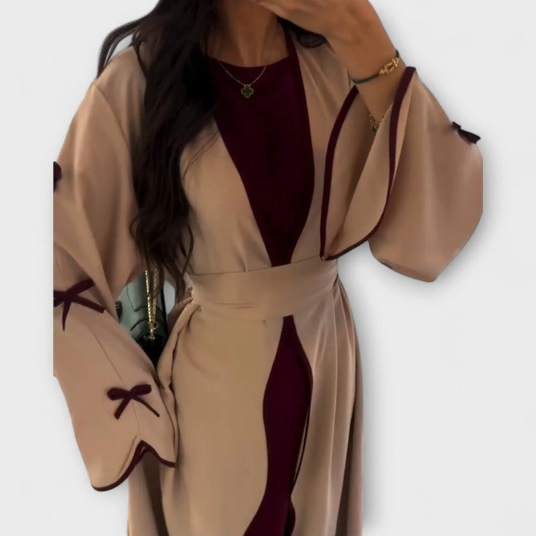 Stylish Cardigan and Dress Combined with Striped Decoration Jasmine's Boutique Australia