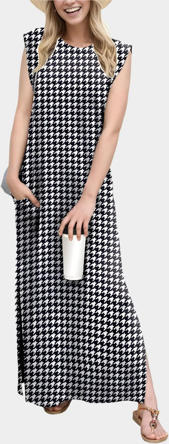 2025 Women Year-Round Casual Round Neck Loose Split Wrinkle-Free Long Maxi Vacation Dress with Pockets Jasmine's Boutique Australia