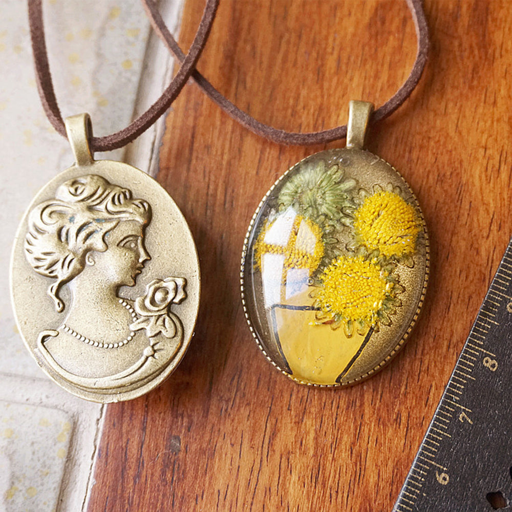 Flower Necklace with Pressed Resin - Van Gogh Sunflower Jasmine's Boutique Australia