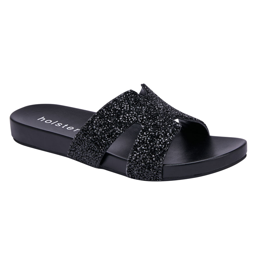 Holster Black Crystal Slide Sandals Jasmine's Boutique Australia