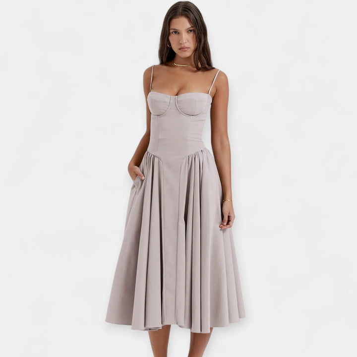Retro Midi Dress with Thin Straps Jasmine's Boutique Australia