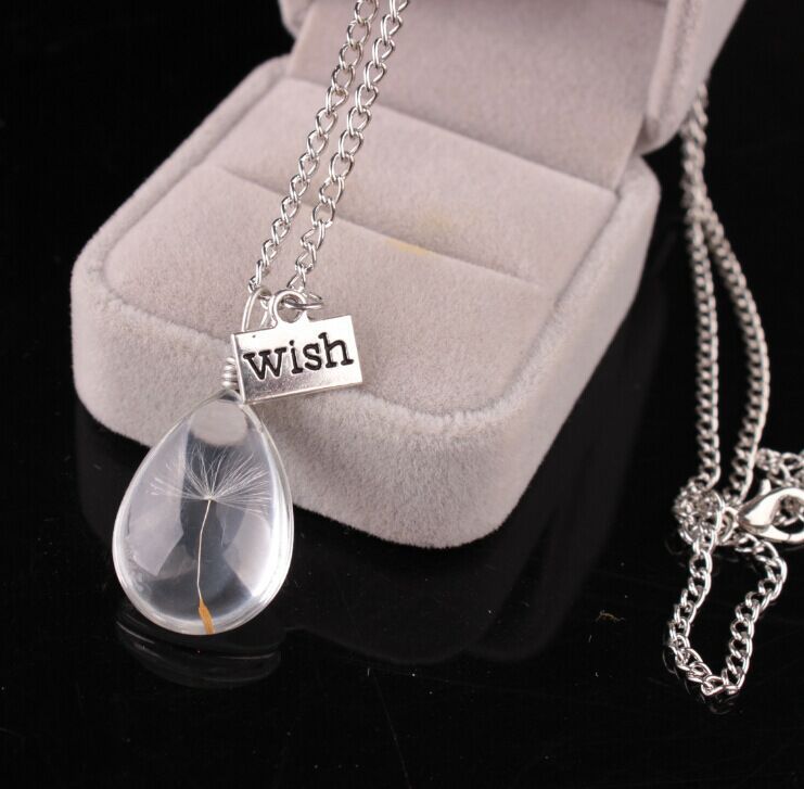 Flower Necklace from Pressed Resin - Crystal Tear Dandelion Jasmine's Boutique Australia