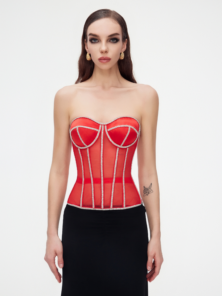 Scarlet Radiance Rhinestone Corset Jasmine's Boutique Australia