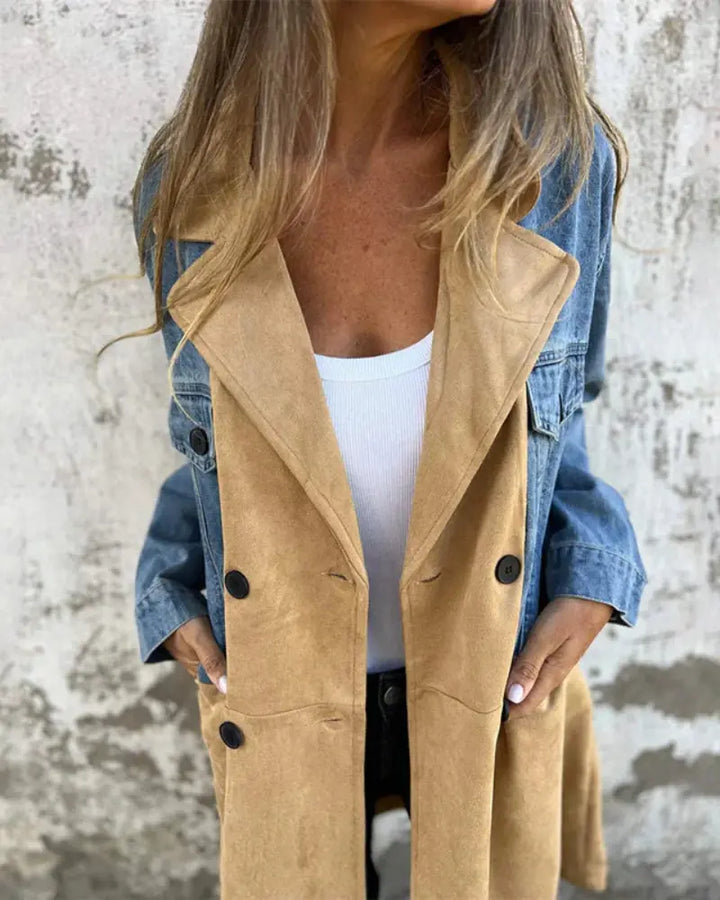 Urban Contrast Denim & Suede Trench Coat Jasmine's Boutique Australia