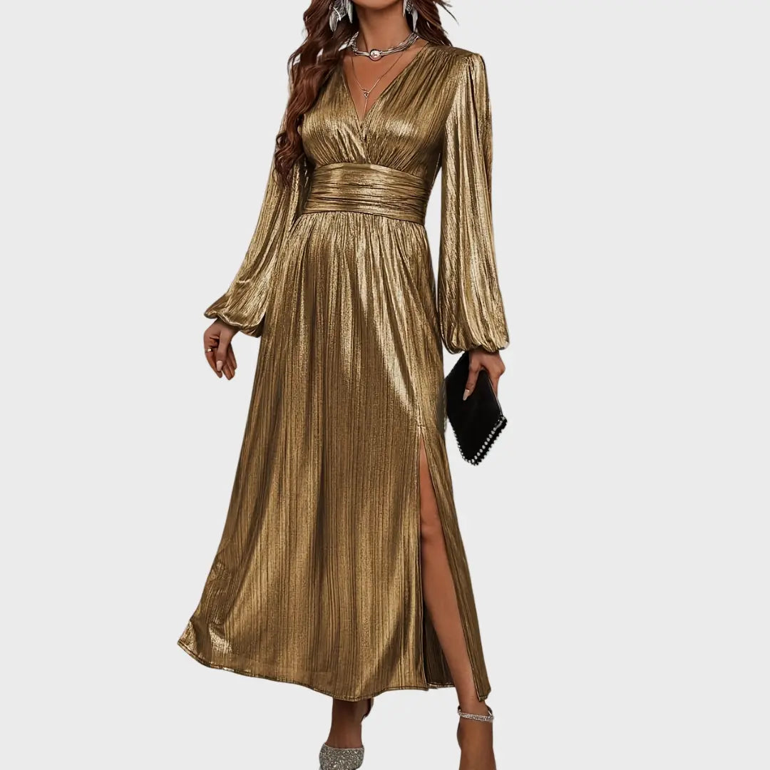 Metallic Long Sleeve Evening Dress Jasmine's Boutique Australia