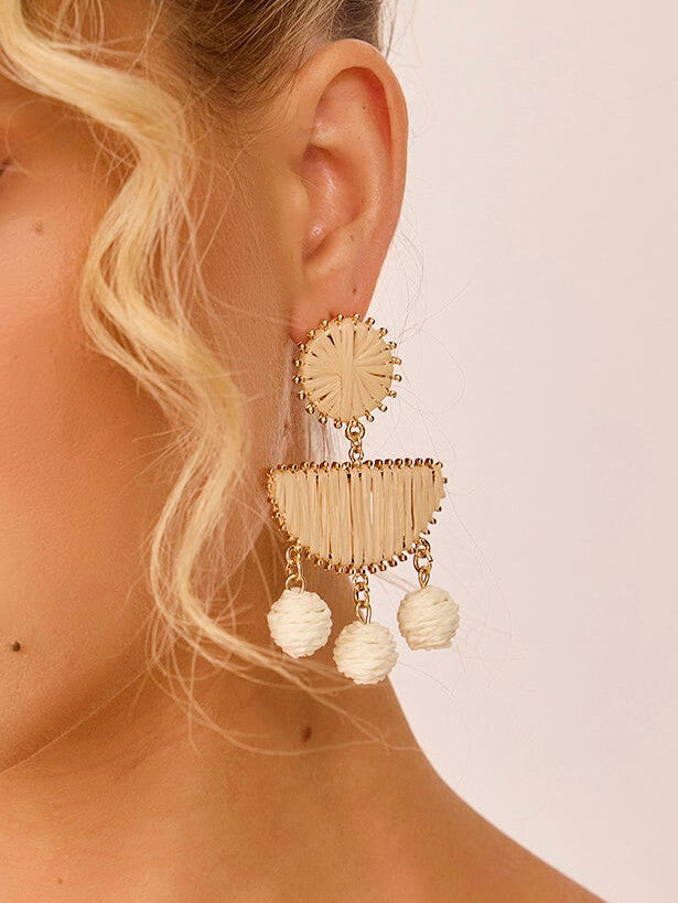 New Woven Geometric Fan-Shaped Earrings Jasmine's Boutique Australia