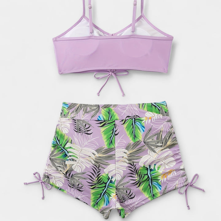 High-Waisted Bikini with Tropical Print and Straps Jasmine's Boutique Australia