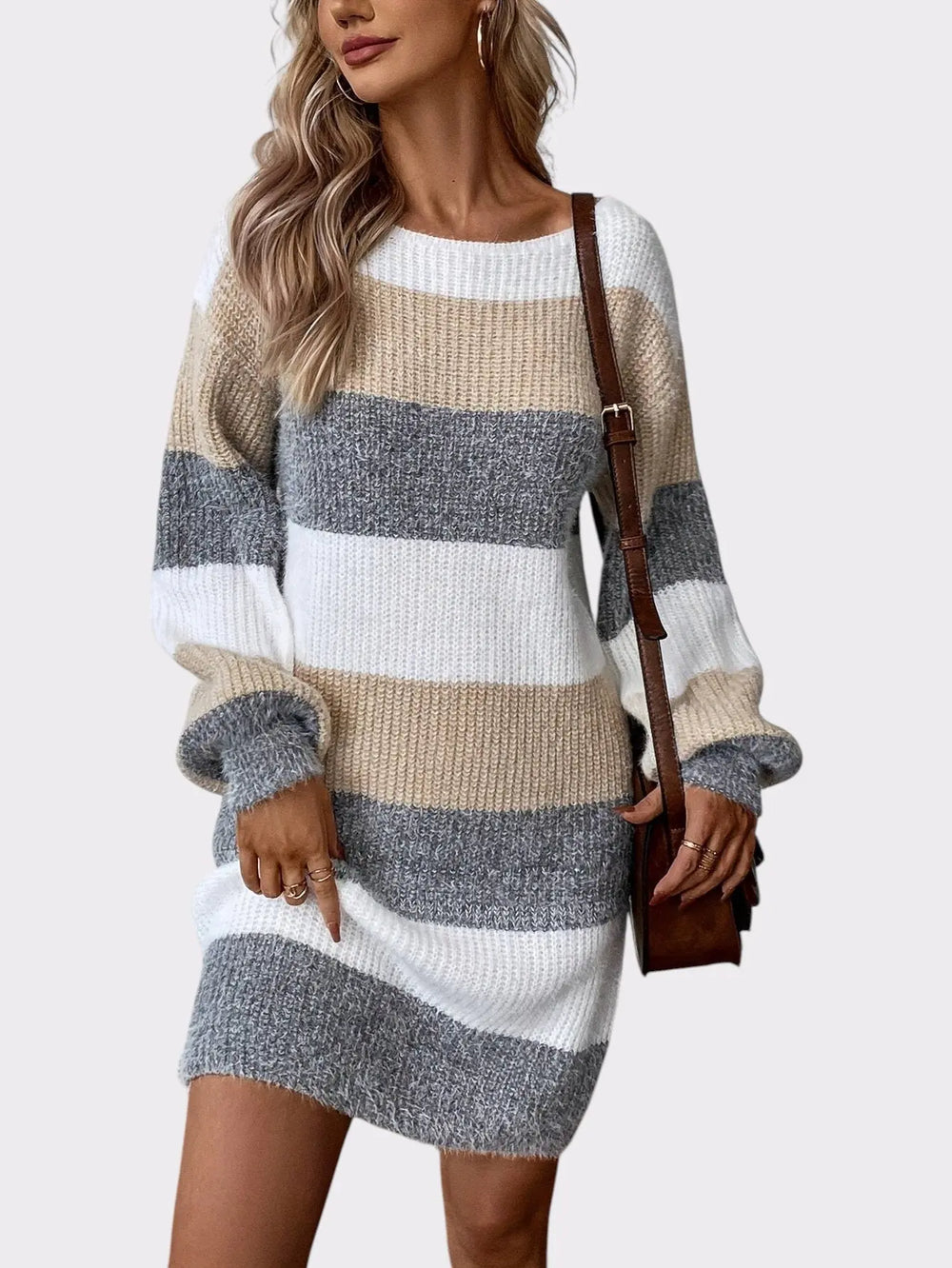 Cozy Stripes Knit Sweater Dress Jasmine's Boutique Australia