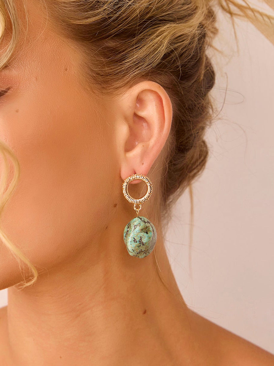 Retro Bohemian Irregular Turquoise Earrings Exaggerated Jasmine's Boutique Australia