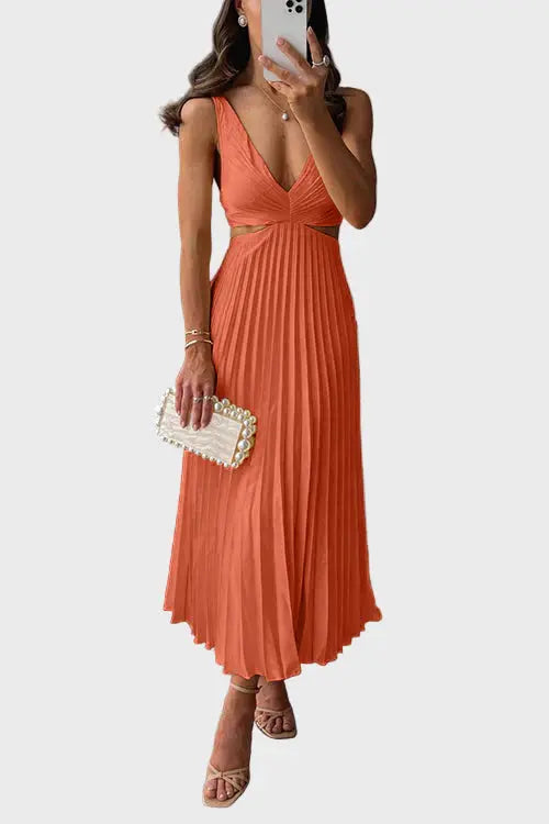 Sunshine Pleated Cut-Out Midi Dress Jasmine's Boutique Australia