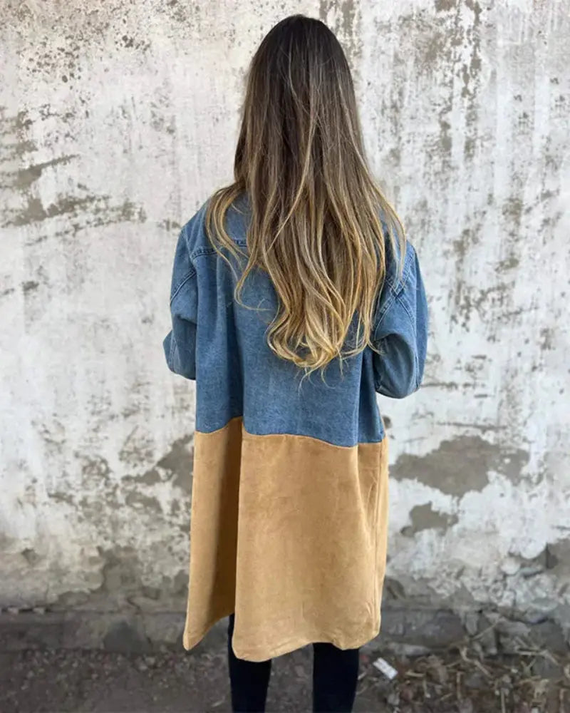 Urban Contrast Denim & Suede Trench Coat Jasmine's Boutique Australia