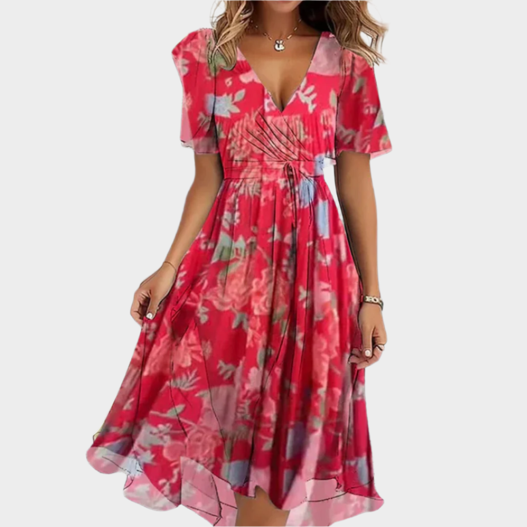 Airy Floral Dress with V-Neckline Jasmine's Boutique Australia
