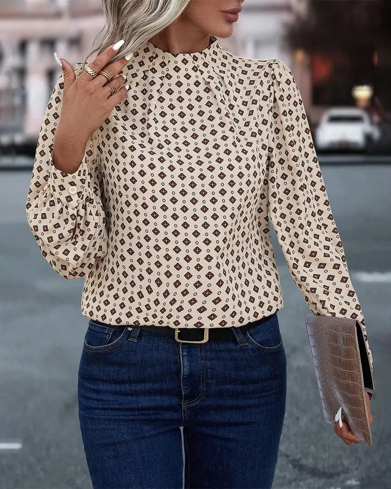 Vintage Charm Geometric Blouse Jasmine's Boutique Australia