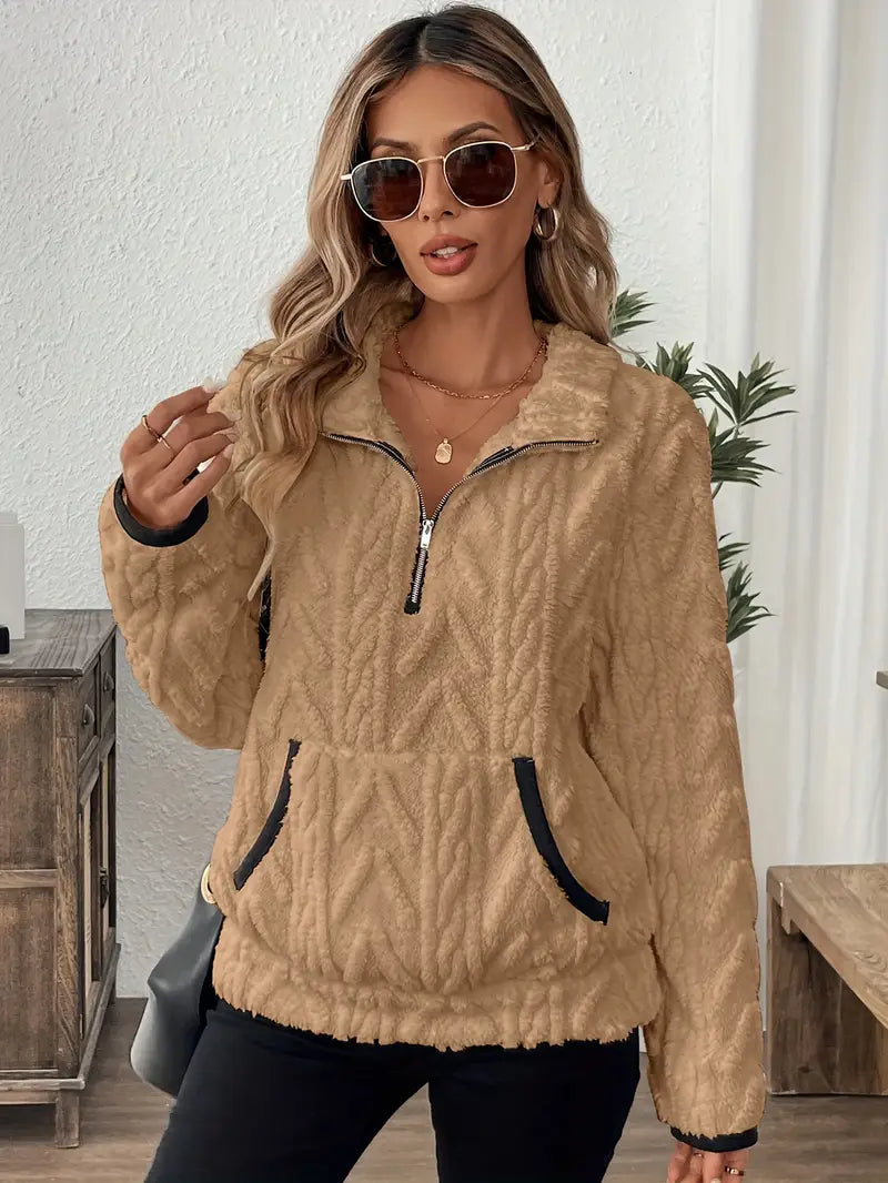 Claire | Fleece Pullover  Liora Lane Boutique Sweatshirt UK 20-22 (3XL) / Khaki 34.95