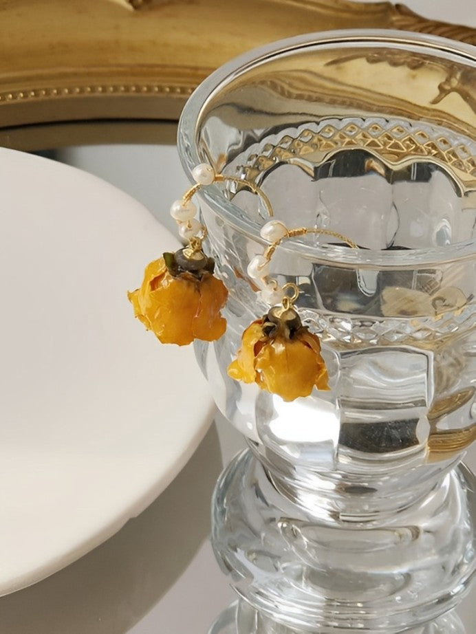Earrings with Orange Rose - Hannah Jasmine's Boutique Australia