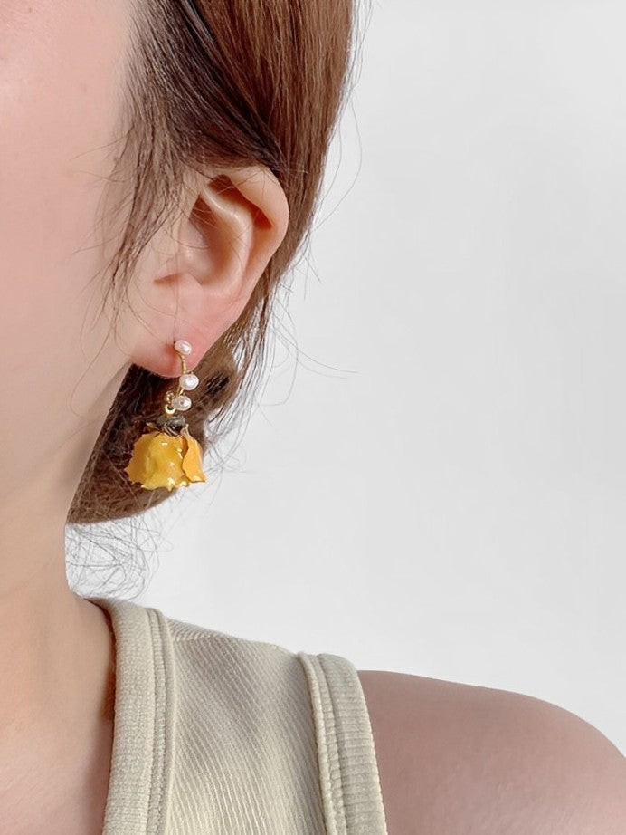 Earrings with Orange Rose - Hannah Jasmine's Boutique Australia