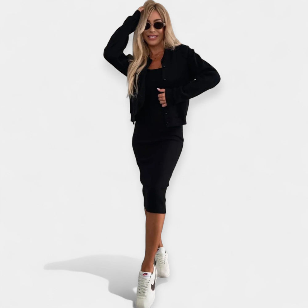 Midi Dress Set with Bomber Jacket Jasmine's Boutique Australia