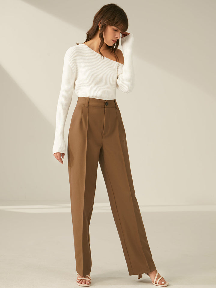 One Shoulder Long Sleeve Ribbed Pullover Sweater  Liora Lane Boutique Sweaters