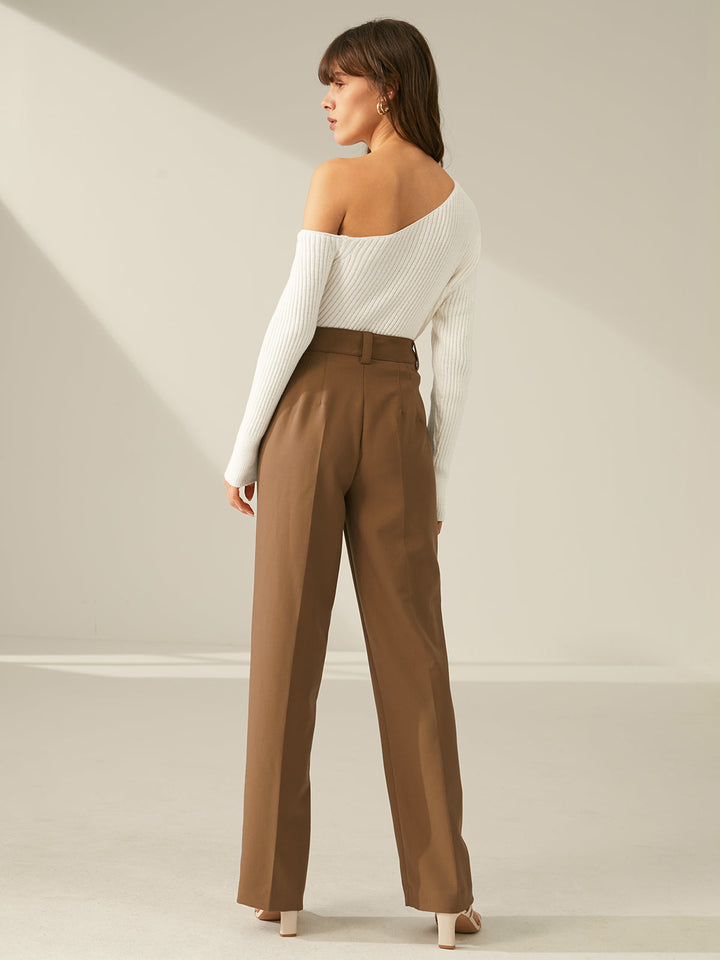 One Shoulder Long Sleeve Ribbed Pullover Sweater  Liora Lane Boutique Sweaters