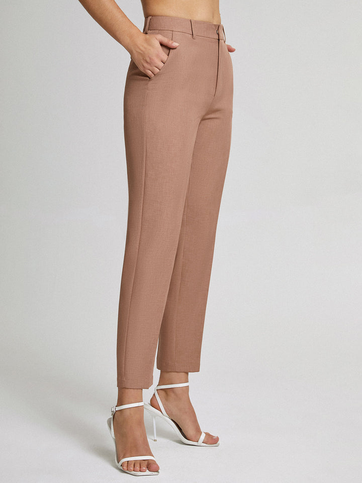 High Waisted Cropped Skinny Straight Leg Trousers  Liora Lane Boutique Pants
