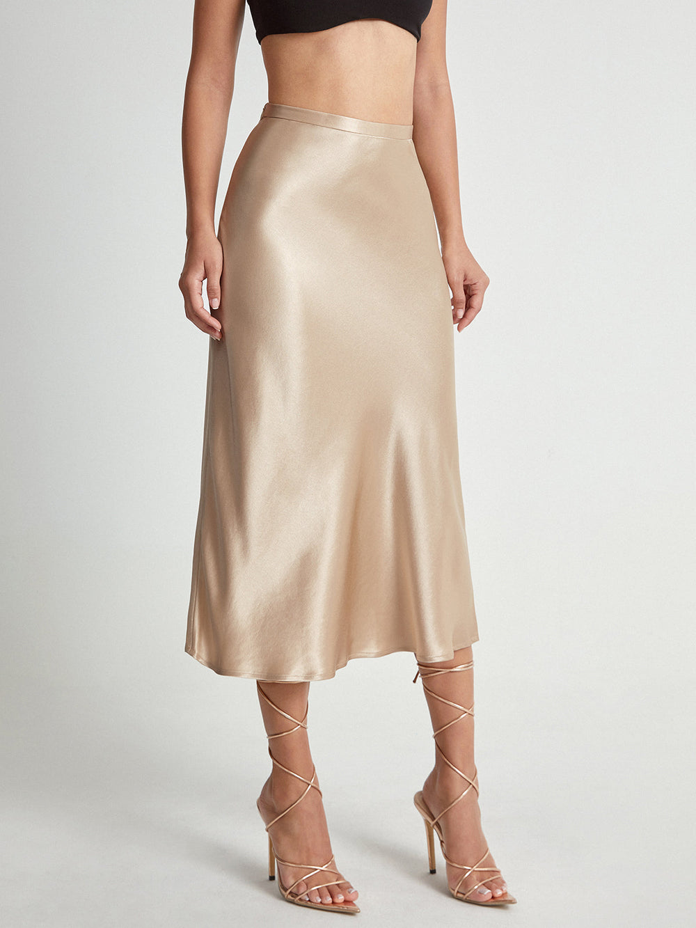 High Waisted Satin Flowy Midi Skirt  Liora Lane Boutique Skirts