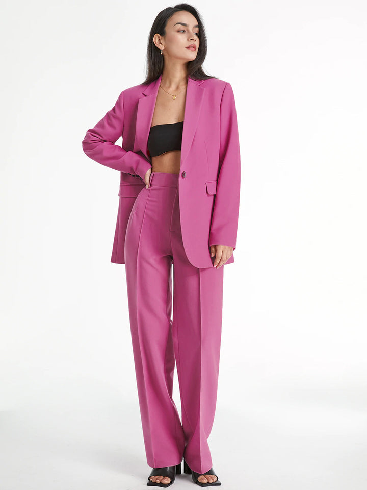 High Waisted Pleat Front Solid Colored Straight Leg Trousers  Liora Lane Boutique Pants