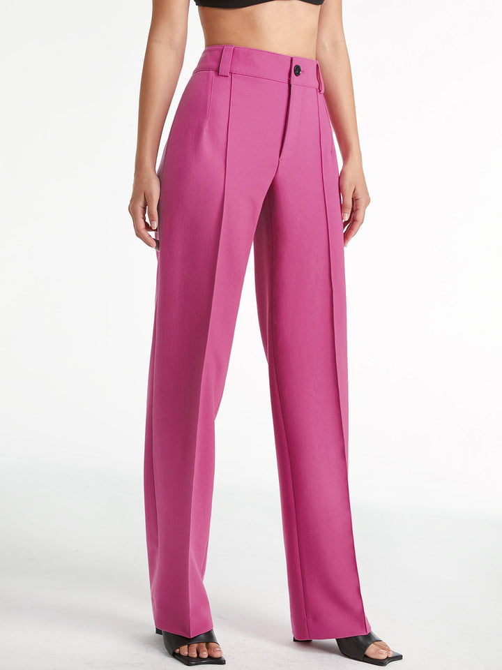 High Waisted Pleat Front Solid Colored Straight Leg Trousers  Liora Lane Boutique Pants